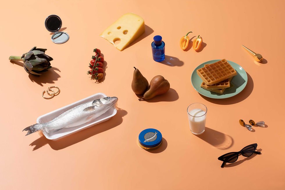 Arranged Food and Objects